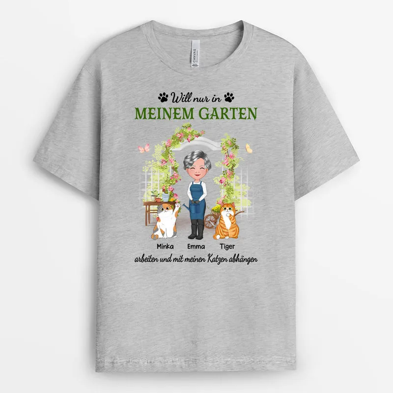 Personalisiertes Mit Meiner Katze Abhängen T-Shirt