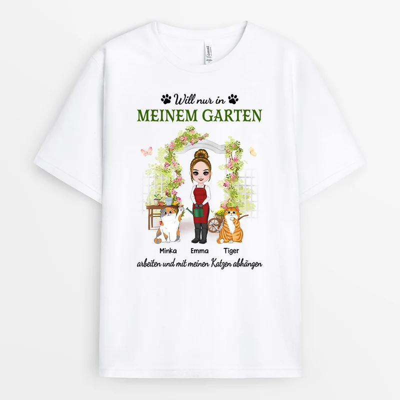 Personalisiertes Mit Meiner Katze Abhängen T-Shirt
