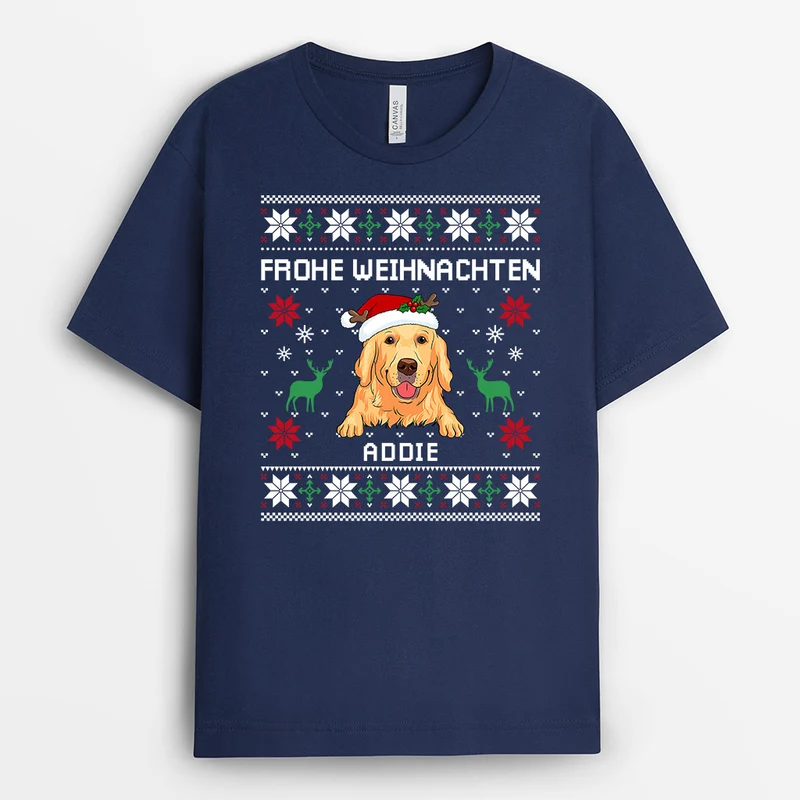 Frohe Weihnachten - Personalisierte Geschenke | T-Shirt für Hundebesitzer Weihnachten
