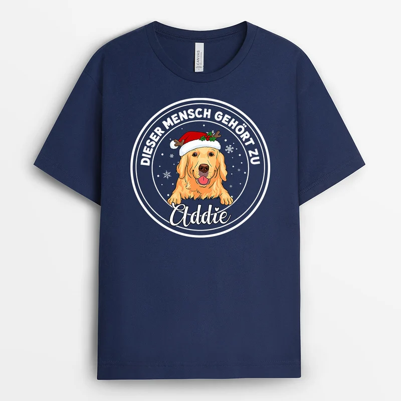 Dieser Mensch Gehört Zu - Personalisierte Geschenke | T-Shirt für Hundeliebhaber zu Weihnachten