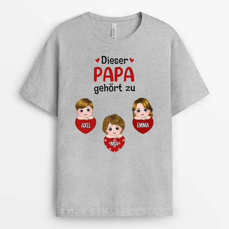 Dieser Papa Gehört Zu - Personalisierte Geschenke | T-Shirt für Papa/Opa