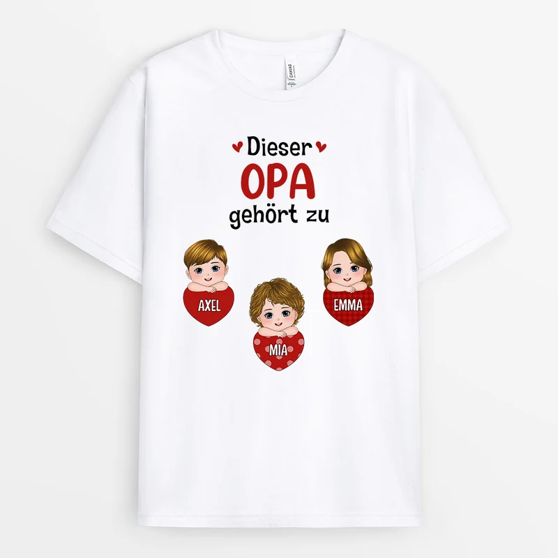 Dieser Papa Gehört Zu - Personalisierte Geschenke | T-Shirt für Papa/Opa