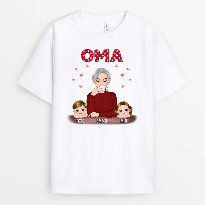Oma Mama Und Enkelkinder - Personalisierte Geschenke | T-shirt Für Mama/Oma