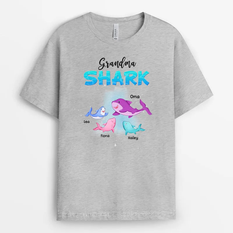 Grandma Shark - Personalisierte Geschenke | T-Shirt für Oma/Mama