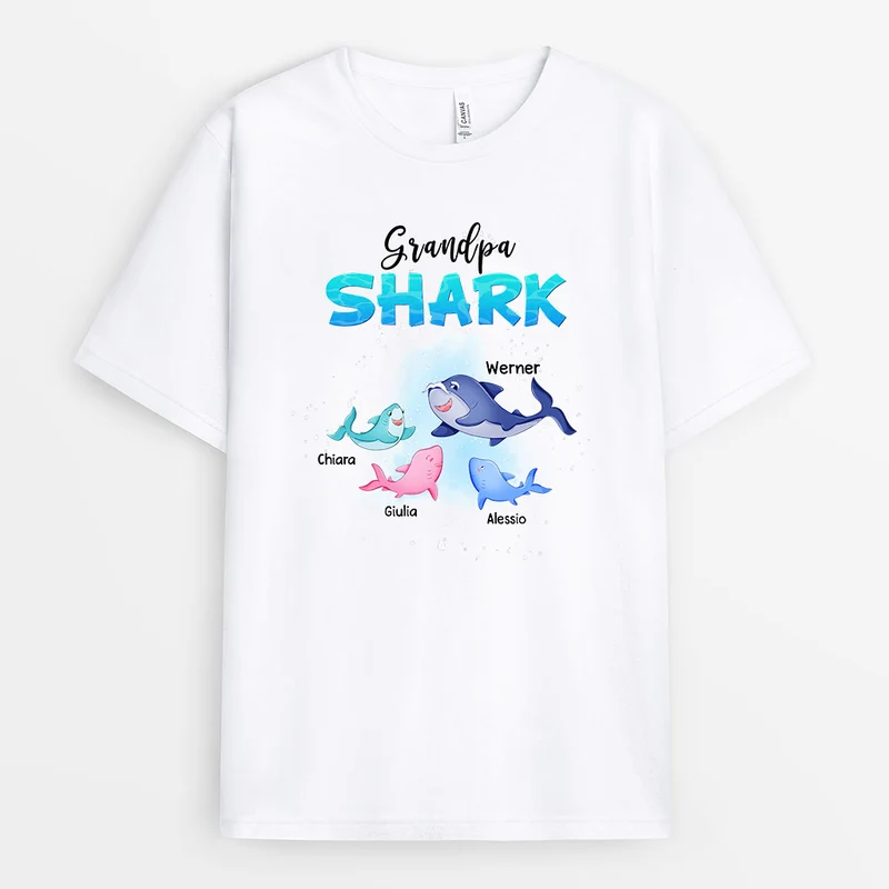 Grandpa Shark - Personalisierte Geschenke | T-Shirt für Opa/Papa