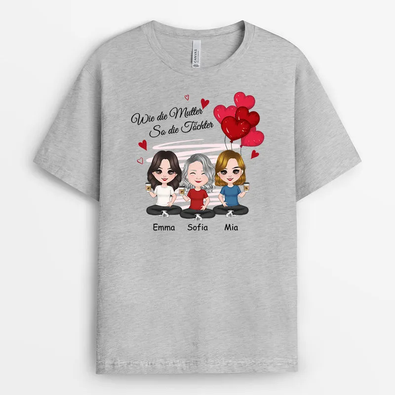 Personalisiertes Wie Mutter Rote Herzen T-Shirt