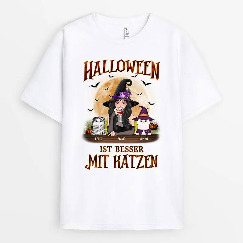 Halloween Ist Besser Mit Katzen - Personalisierte Geschenke | T-Shirt für Halloween