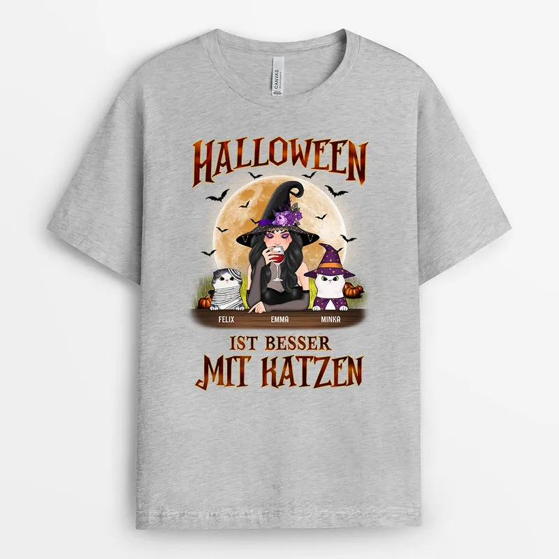 Halloween Ist Besser Mit Katzen - Personalisierte Geschenke | T-Shirt für Halloween