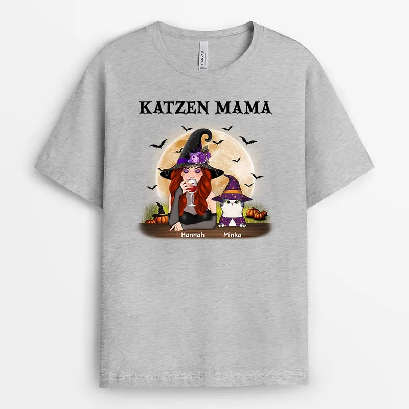 Katzen Mama - Personalisierte Geschenke | T-Shirt für Halloween