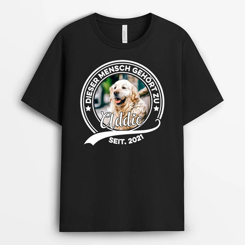 Dieser Mensch Gehört Zu - Personalisierte Geschenke | T-Shirt für Hundebesitzer