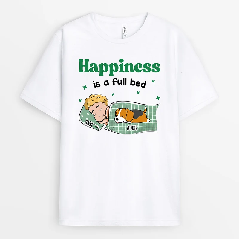 Glück Ist Ein Volles Bett - Personalisierte Geschenke | T-Shirt für Hundebesitzer