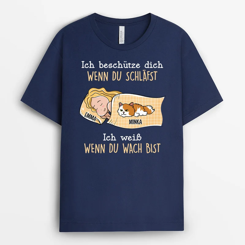 Ich Weiß Wenn Du Wach Bist - Personalisierte Geschenke | T-Shirt für Katzenbesitzer