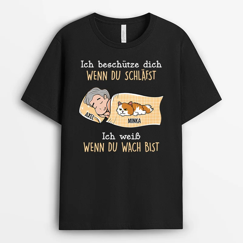 Ich Weiß Wenn Du Wach Bist - Personalisierte Geschenke | T-Shirt für Katzenbesitzer