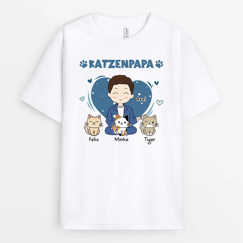 Katzenpapa - Personalisierte Geschenke | T-Shirt für Katzenbesitzer