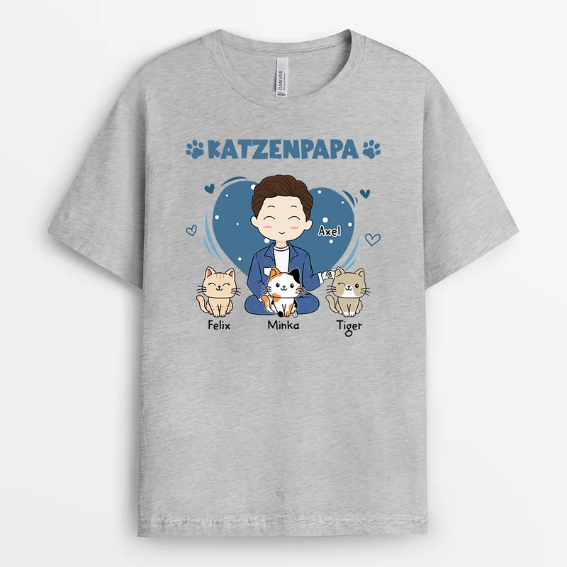 Katzenpapa - Personalisierte Geschenke | T-Shirt für Katzenbesitzer