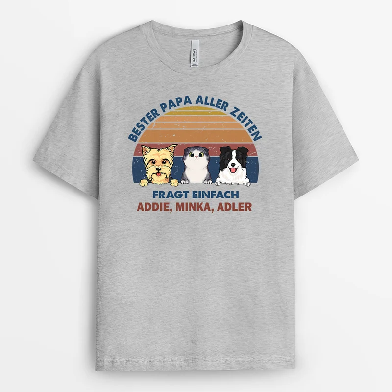 Bester Papa Aller Zeiten - Personalisierte Geschenke | T-Shirt für Hundeliebhaber/Katzenliebhaber