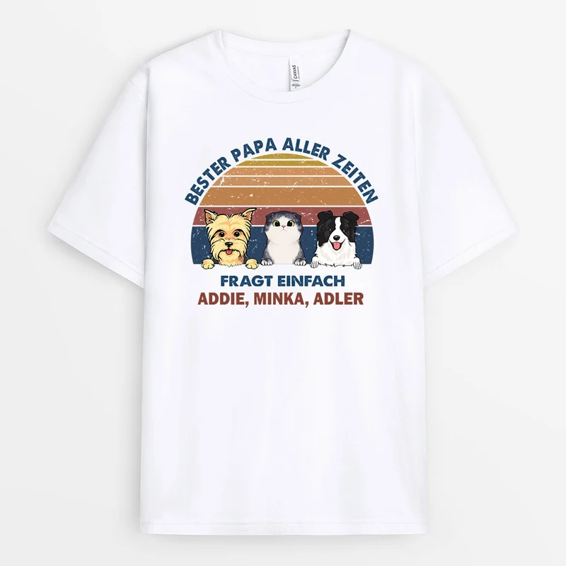 Bester Papa Aller Zeiten - Personalisierte Geschenke | T-Shirt für Hundeliebhaber/Katzenliebhaber