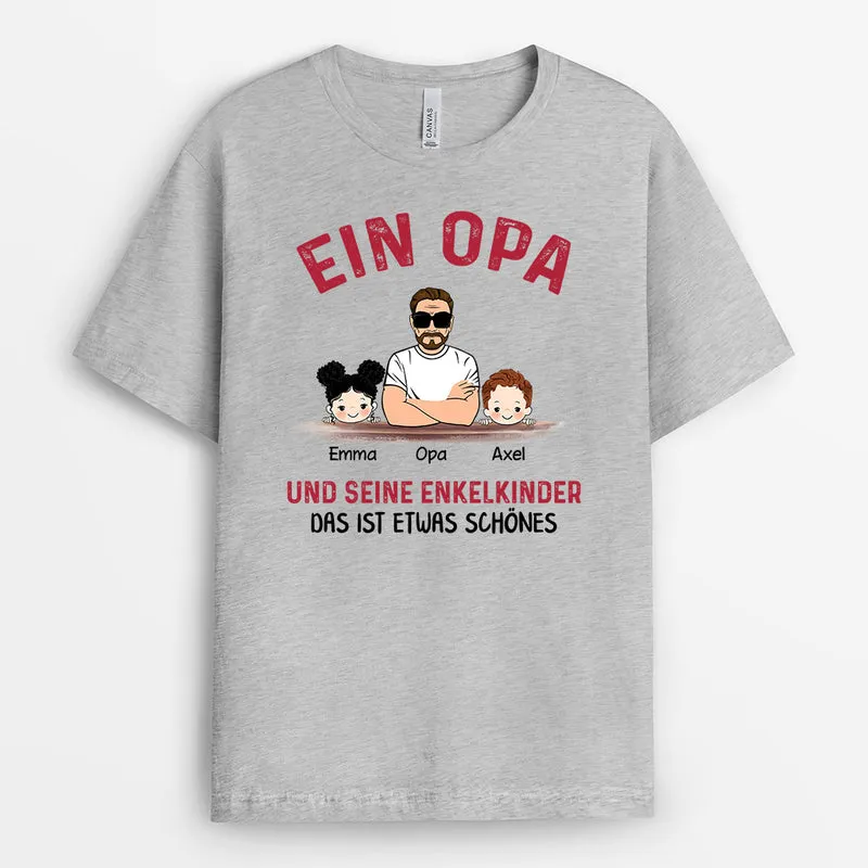 Ein Opa und Seine Enkel - Personalisierte Geschenke | T-Shirt für Opa/Papa
