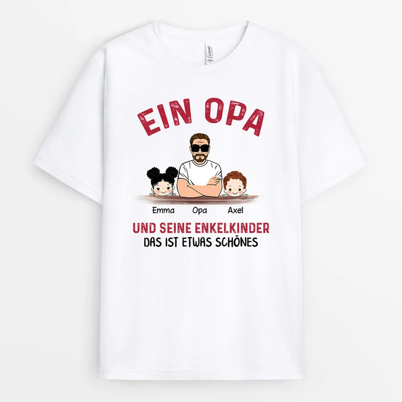 Ein Opa und Seine Enkel - Personalisierte Geschenke | T-Shirt für Opa/Papa