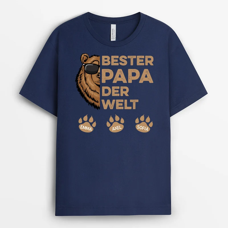 Bester Papa Der Welt Cool- Personalisierte Geschenke | T-Shirt für Papa/Opa
