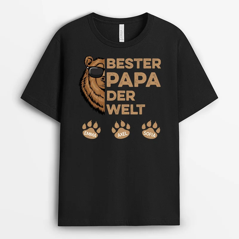 Bester Papa Der Welt Cool- Personalisierte Geschenke | T-Shirt für Papa/Opa