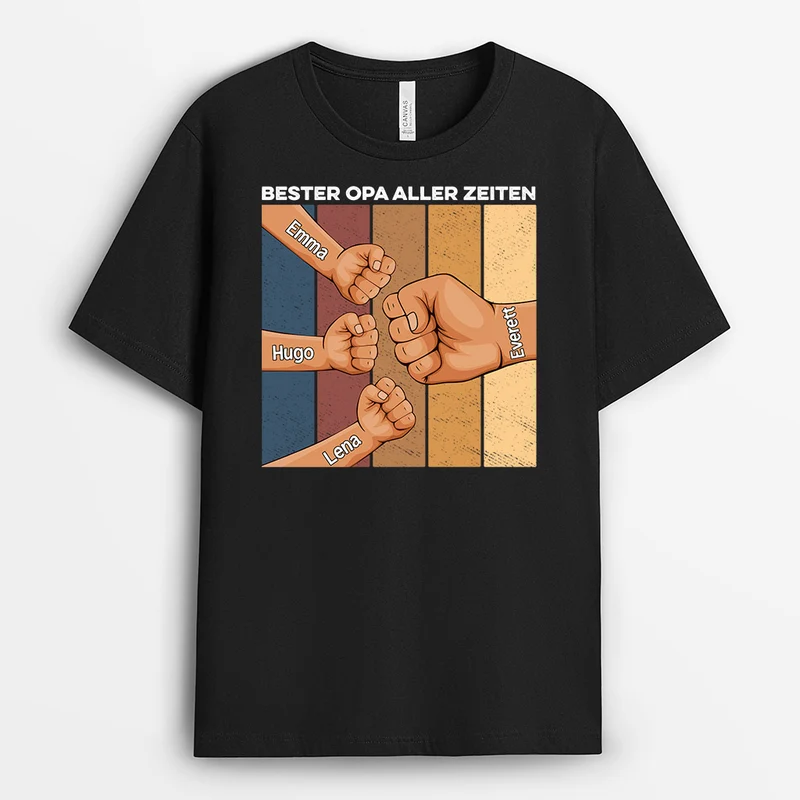 Bester Papa Opa Fauststoß - Personalisierte Geschenke | T-Shirt für Papa/Opa