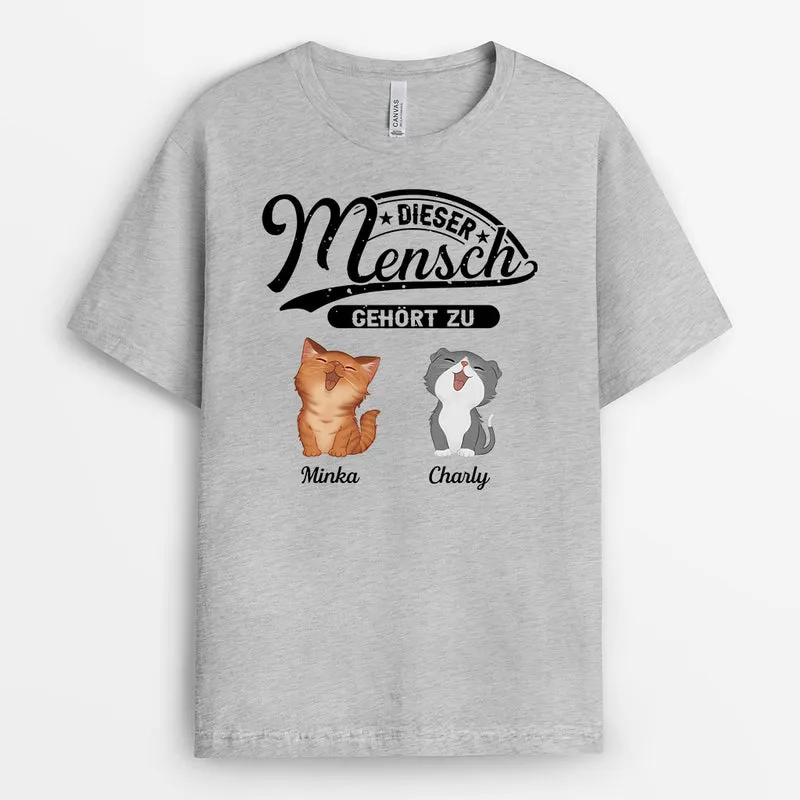 Dieser Mensch Gehört Zu - Personalisierte Geschenke | T-Shirt für Katzenbesitzer