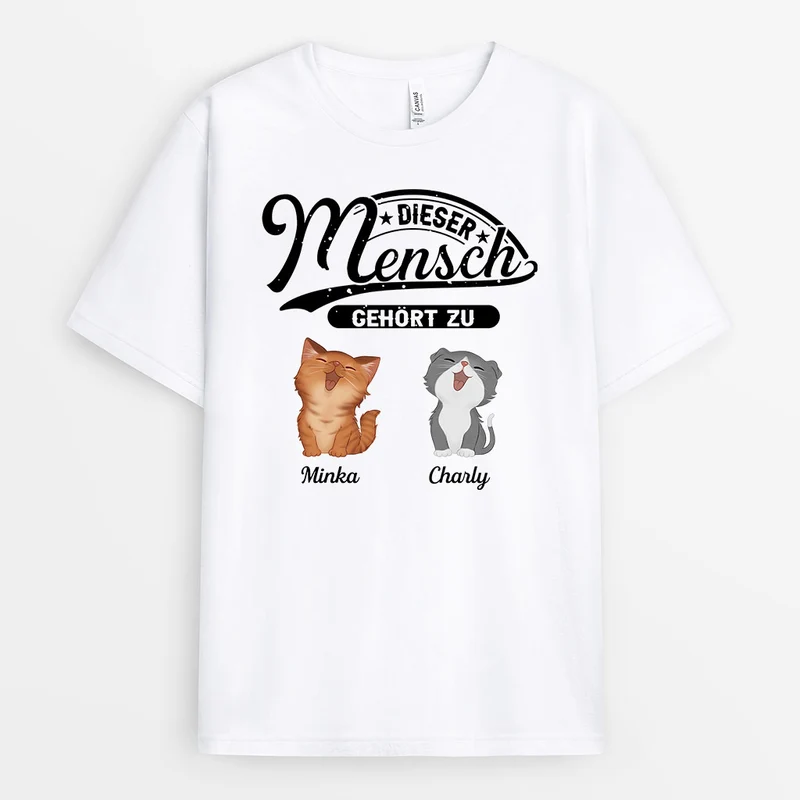 Dieser Mensch Gehört Zu - Personalisierte Geschenke | T-Shirt für Katzenbesitzer