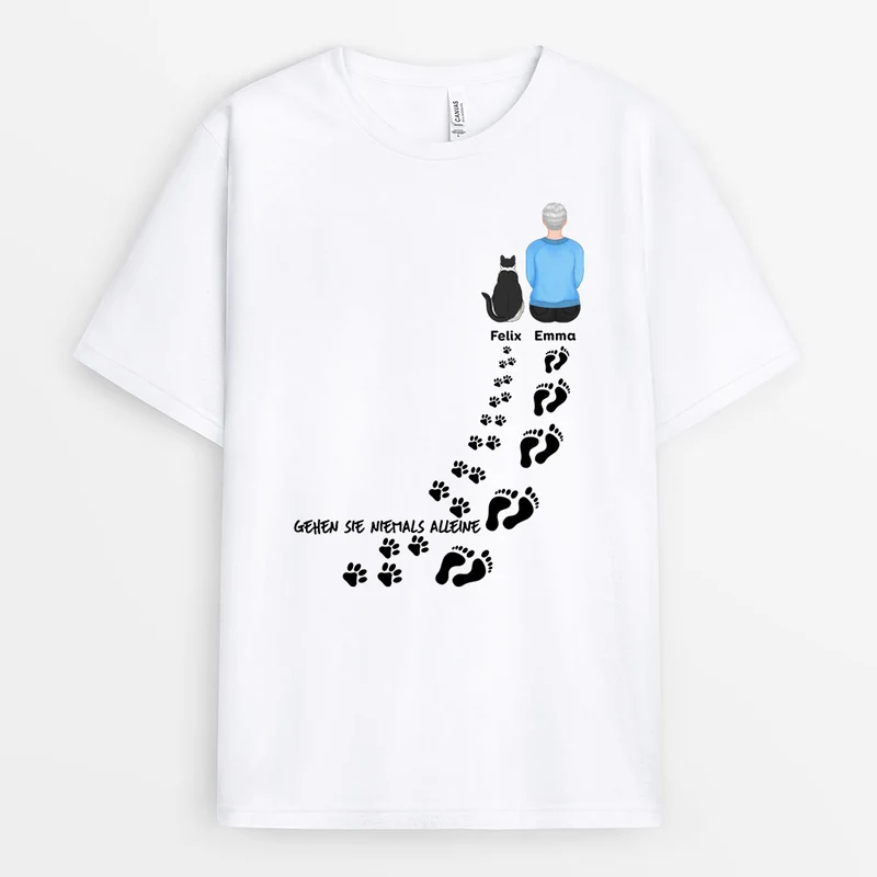 Gehe Niemals Alleine - Personalisierte Geschenke | T-Shirt für Katzenbesitzer
