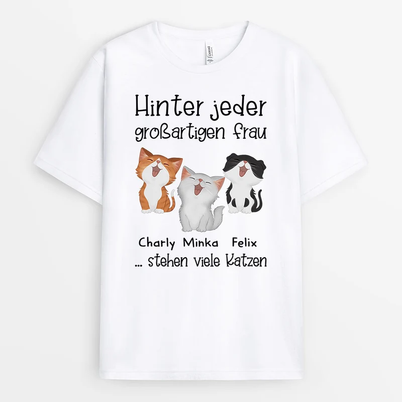 Hinter Jedem Großartigen Mann - Personalisierte Geschenke | T-Shirt für Katzenbesitzer