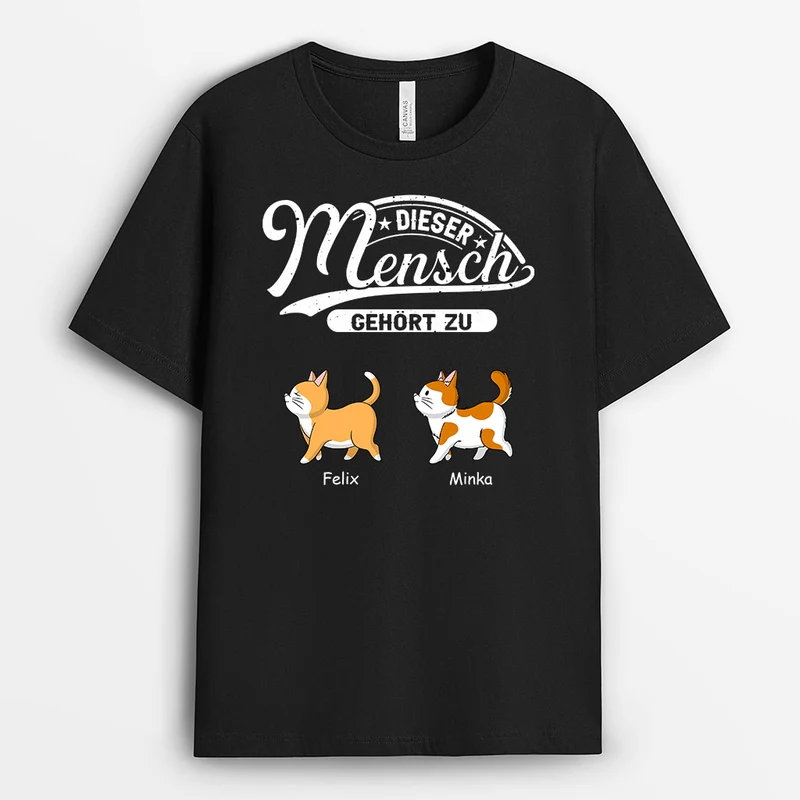 Dieser Mensch Gehört Zu - Personalisierte Geschenke | T-Shirt für Katzenliebhaber