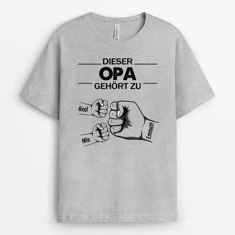 Dieser Opa Gehört Zu - Personalisierte Geschenke | T-Shirt für Papa/Opa