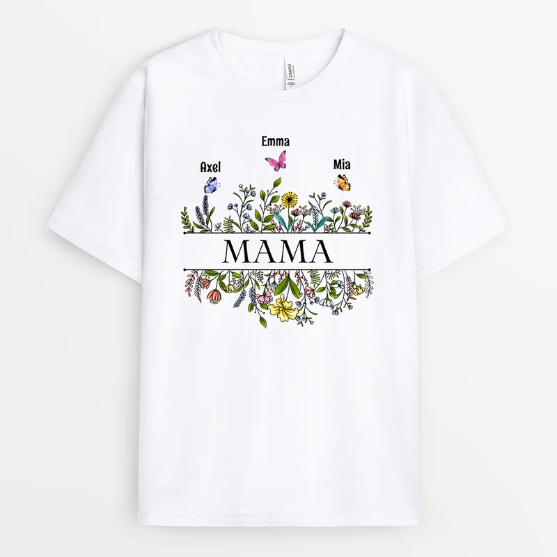 Omas Blumen - Personalisierte Geschenke | T-Shirt für Mama/Oma