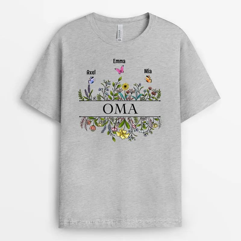 Omas Blumen - Personalisierte Geschenke | T-Shirt für Mama/Oma