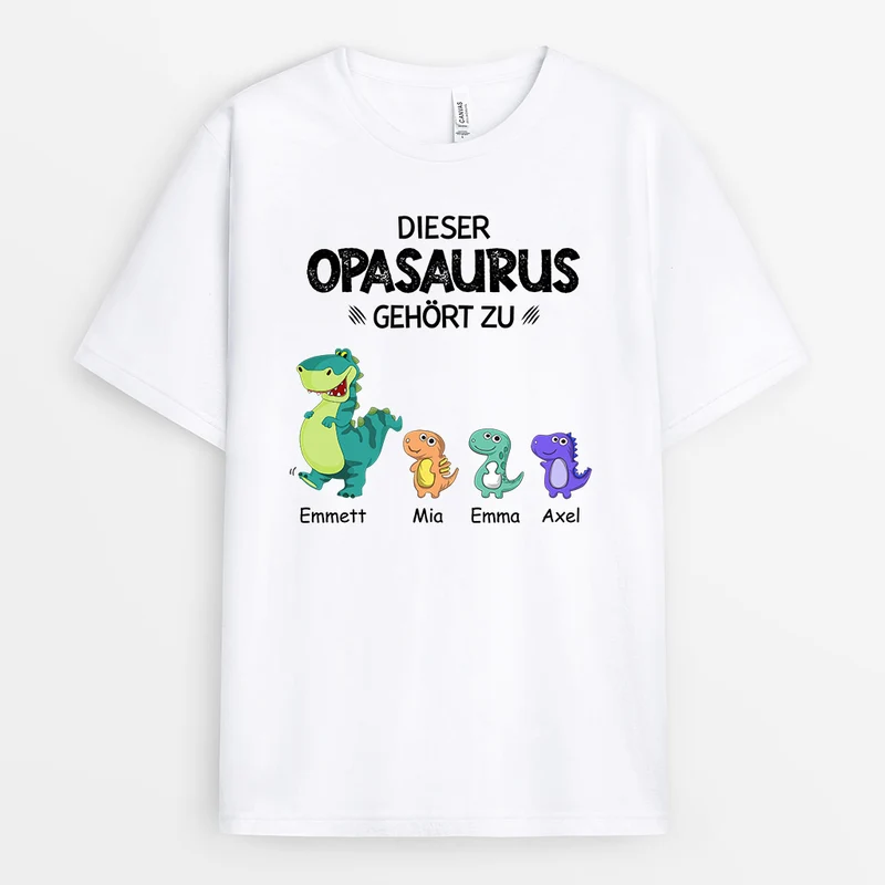 Dieser Opasaurus Gehört Zu - Personalisierte Geschenke | T-Shirt für Papa/Opa