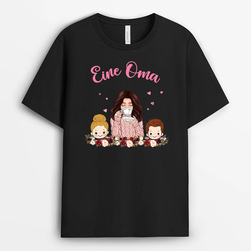 Eine Oma und ihre Enkel - Personalisierte Geschenke | T-Shirt für Oma/Mama