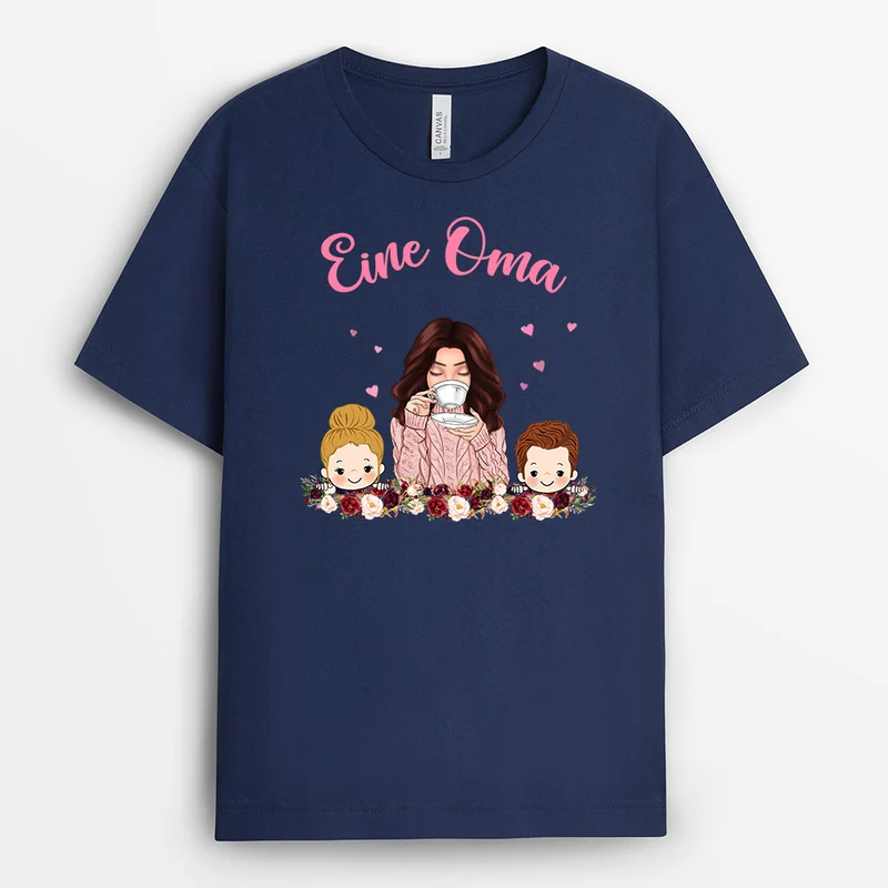 Eine Oma und ihre Enkel - Personalisierte Geschenke | T-Shirt für Oma/Mama