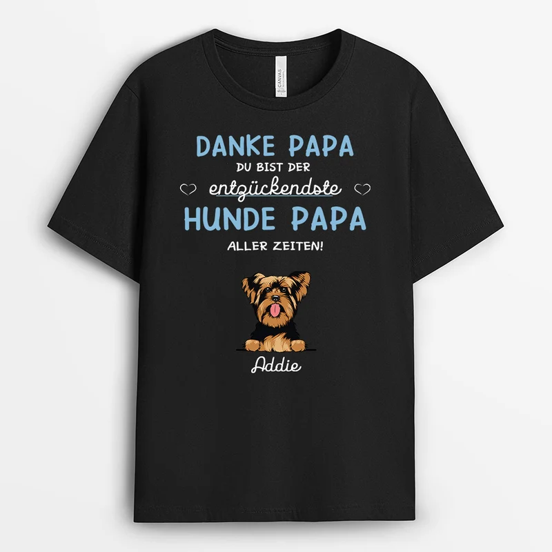 Bester Hunde Papa Aller Zeiten - Personalisierte Geschenke | T-Shirt für Hundeliebhaber