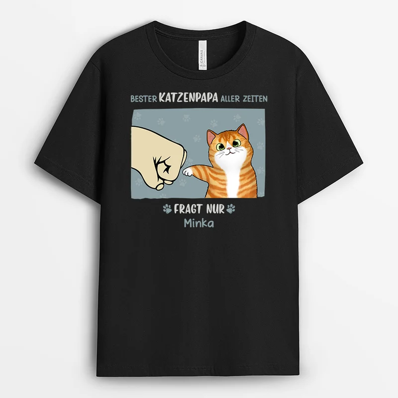 Bester Katzenpapa Aller Zeiten - Personalisierte Geschenke | T-Shirt für Katzenbesitzer