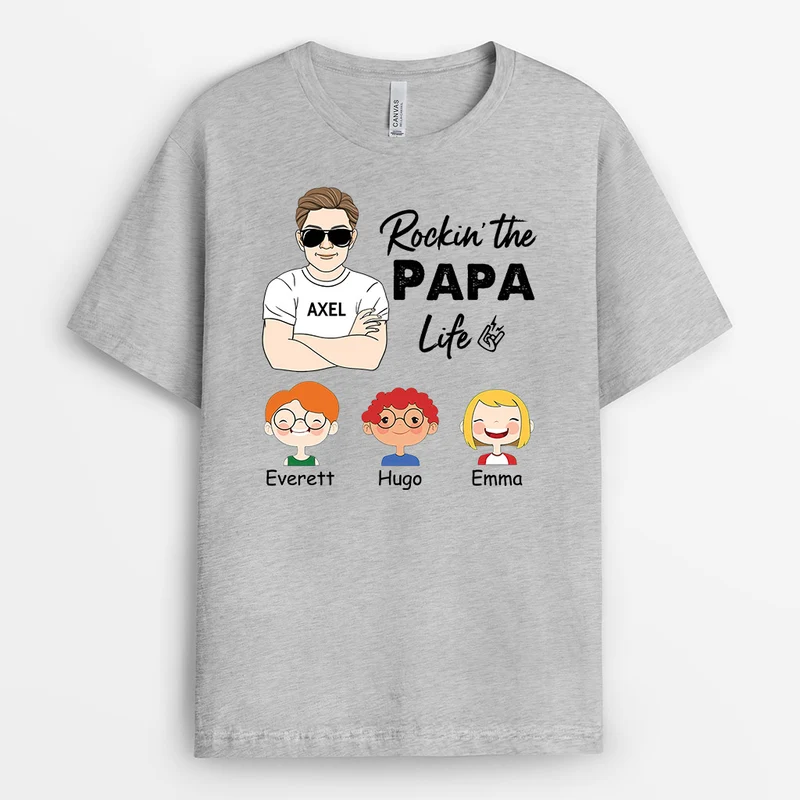 Rockin' The Papa Life - Personalisierte Geschenke | T-Shirt für Papa/Opa