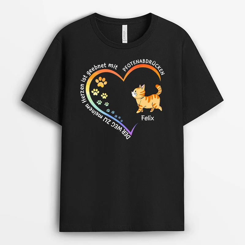 Der Weg Zu Meinem Herzen - Personalisierte Geschenke | T-Shirt für Katzenliebhaber