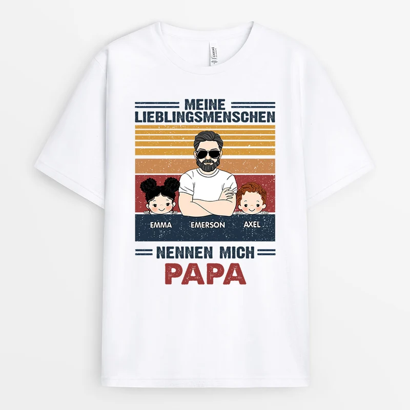 Meine Lieblingsmenschen nennen mich Opa Papa - Personalisierte Geschenke | T-Shirt für Opa/Papa
