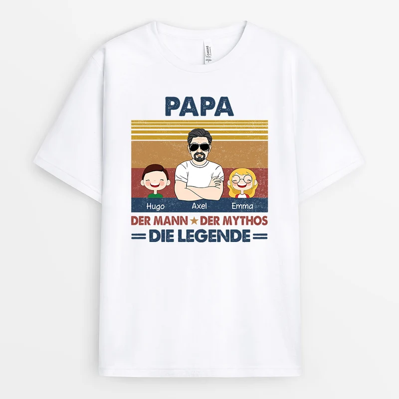 Papa Opa Der Legende - Personalisierte Geschenke | T-Shirt für Opa/Papa