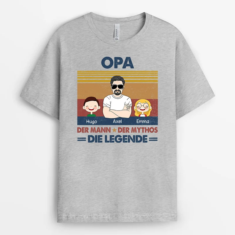 Papa Opa Der Legende - Personalisierte Geschenke | T-Shirt für Opa/Papa