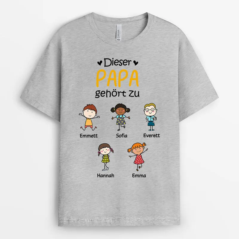 Dieser Opa Gehört Zu - Personalisierte Geschenke | T-Shirt für Papa/Opa