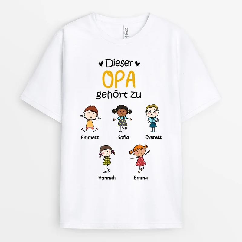 Dieser Opa Gehört Zu - Personalisierte Geschenke | T-Shirt für Papa/Opa