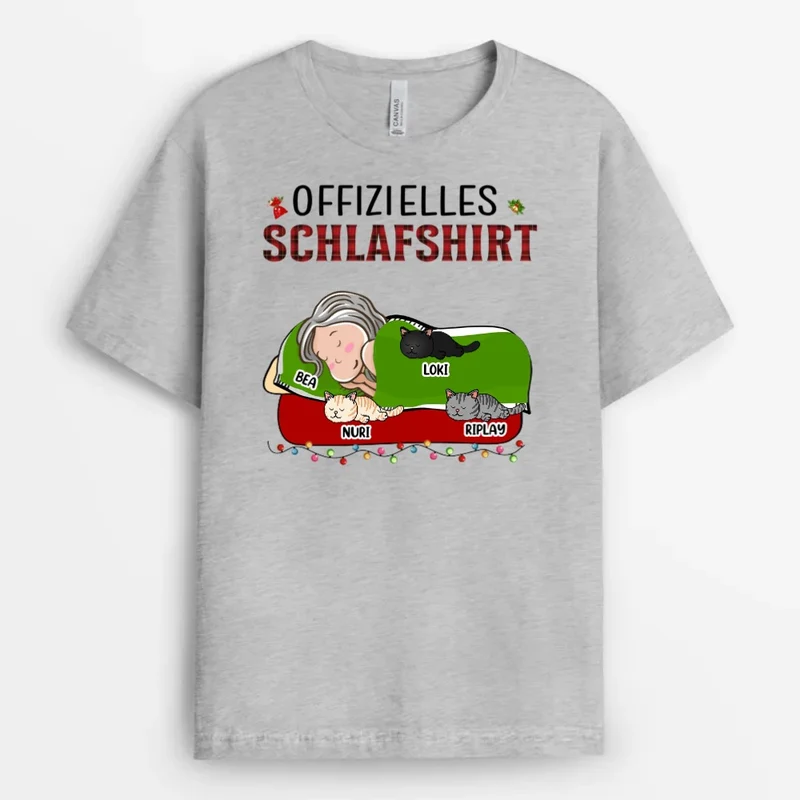 Offizielles Schlafshirt - Personalisierte Geschenke | T-Shirt für Katzenliebhaber