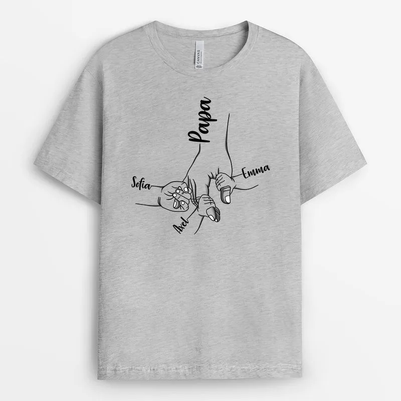 Zusammenwachsen, Papa Und Kinder - Personalisierte Geschenke | T-Shirt für Opa/Papa