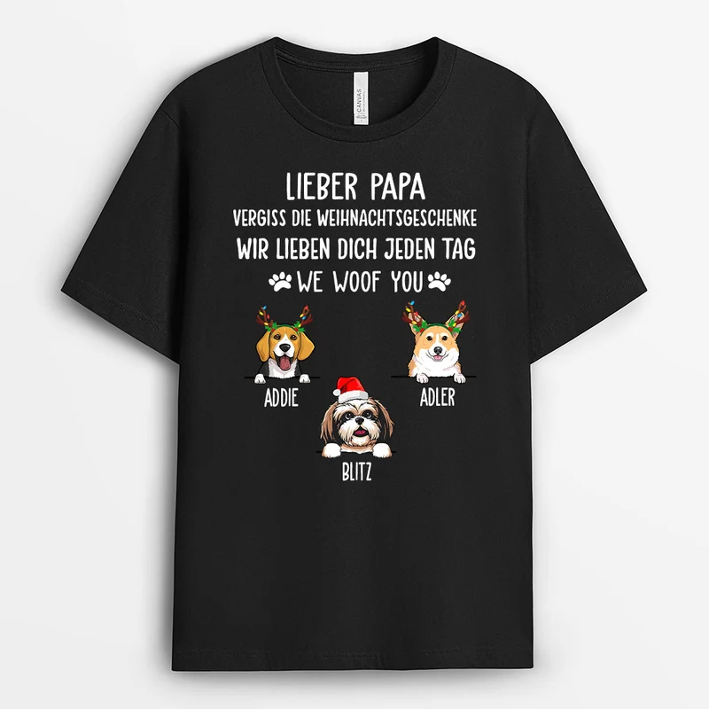 Lieber Papa/ Liebe Mama - Personalisierte Geschenke | T-Shirt für Hundeliebhaber